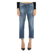 Blauwe Loose Fit Jeans met Verborgen Knoopsluiting Dondup , Blue , Dam...