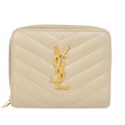 Pre-owned Leather wallets Yves Saint Laurent Vintage , Beige , Dames