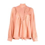 Bohemian Roze Katoen Zijden Blouse Forte Forte , Pink , Dames