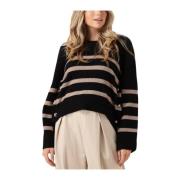 Button Stripe Trui Maja Stijlvol Co'Couture , Black , Dames