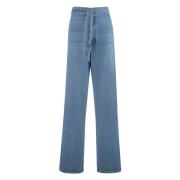 Wijde pijpen jeans met strik aan de voorkant Mother , Blue , Dames