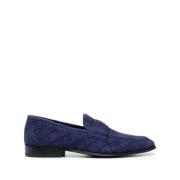 Blauwe Suède Casual Loafers Roberto Cavalli , Blue , Heren