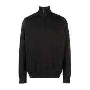 Zwarte Quarter Zip Sweater Mix Media Calvin Klein , Black , Heren