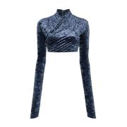 Blauwe crossover crop top Ophelia stijl Andamane , Blue , Dames