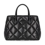 Zwarte Gewatteerde Handtas met Adelaarslogo Emporio Armani , Black , D...