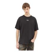 Katoenen Jersey T-shirt met Logo Applique Diesel , Black , Heren