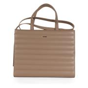 Gewatteerde Eco-leren Handtas met Afneembare Riem Calvin Klein , Beige...