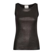 Metallic Zwarte Boothals Top My Essential Wardrobe , Black , Dames