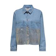 Denim Shirt Goud LS OVS Only , Blue , Dames