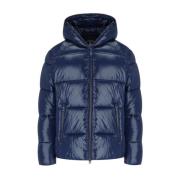 Blauwe Gewatteerde Hoodie Jas Save The Duck , Blue , Heren