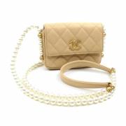 Pre-owned Leather chanel-bags Chanel Vintage , Beige , Dames