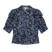 Blauwe Zijden Pofmouw Top Munthe , Blue , Dames