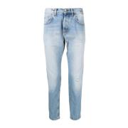 Blauwe Straight Jeans met 5 Zakken Eleventy , Blue , Heren