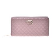 Wallet with zip in nude quilted leather Baldinini , Purple , Dames