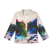 Elegante zijden top met kunstprint Munthe , Multicolor , Dames