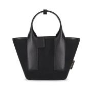 Kleurblock Zwart Handtas met Leren Handvatten Furla , Black , Dames