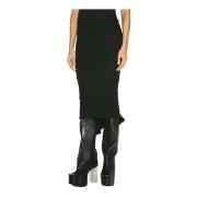 Peplum Gebreide Midi Rok Rick Owens , Black , Dames