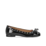 Zwarte Patent Ballet Flat met Strikken Ganni , Black , Dames