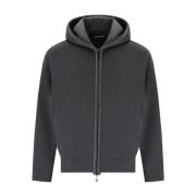 Grijze Geribbelde Hoodie met Ritssluiting Emporio Armani , Gray , Here...