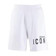 Katoen Logo Bermuda Shorts Dsquared2 , White , Heren