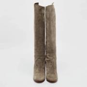 Pre-owned Suede boots Moschino Pre-Owned , Gray , Dames