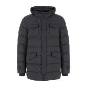 Stijlvolle Donkergrijze Nylon Donsjas Herno , Gray , Heren