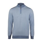 Merino Wol Half-Zip Trui Stenströms , Blue , Heren