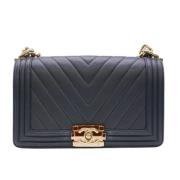 Pre-owned Leather chanel-bags Chanel Vintage , Blue , Dames