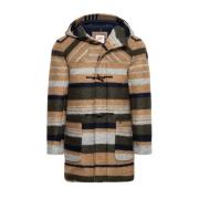 Gestreepte Duffle Coat in Groen/Beige/Grijs Bob , Multicolor , Heren