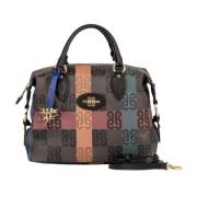 Monogram Tartan Handtas met Leren Details Guidi , Multicolor , Dames