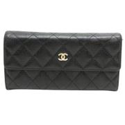 Pre-owned Leather wallets Chanel Vintage , Black , Dames