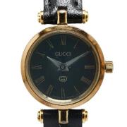 Pre-owned Leather watches Gucci Vintage , Black , Dames