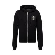 Sportieve Zwarte Rits Hoodie Trui Emporio Armani , Black , Dames