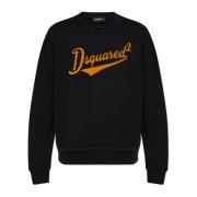 Sweatshirt met fluweelafwerking logo Dsquared2 , Black , Heren