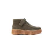 Nubuck Veterschoenen Hi-Top Sneakers Clarks , Green , Dames