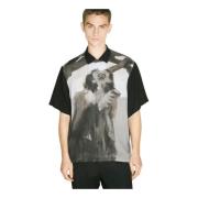 Grafische Print Satijnen Overhemd Undercover , Black , Heren