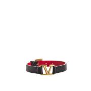 VLogo Signature Leren Armband Valentino , Black , Dames