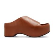 Leren slides Chunky Marni , Brown , Dames