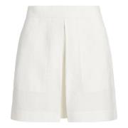 Elegante Witte Linnen Mini Rok Polo Ralph Lauren , White , Dames