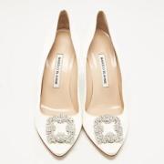 Pre-owned Satin heels Manolo Blahnik Pre-owned , White , Dames