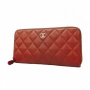 Pre-owned Leather wallets Chanel Vintage , Red , Dames