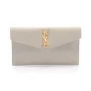 Pre-owned Leather clutches Yves Saint Laurent Vintage , White , Dames