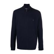 Blauwe Wol Full Zip Sweater Polo Ralph Lauren , Blue , Heren