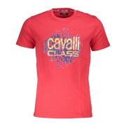 Rode T-shirt met korte mouwen en logo Cavalli Class , Red , Heren