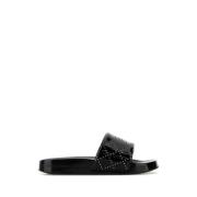 Dubbele Zwembad Rubberen Slippers Tory Burch , Black , Dames