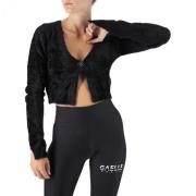 Zwarte Logo Knoop Crop Cardigan Gaëlle Paris , Black , Dames