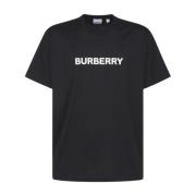 Zwart Crewneck T-shirt met Iconisch Logo Burberry , Black , Heren