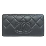 Pre-owned Leather wallets Chanel Vintage , Gray , Dames