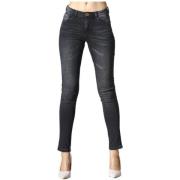 Zwarte Denim Jeans, Slim Fit, Rits YES ZEE , Black , Dames