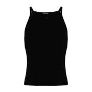 Zwarte Ribgebreide Tanktop Courrèges , Black , Dames